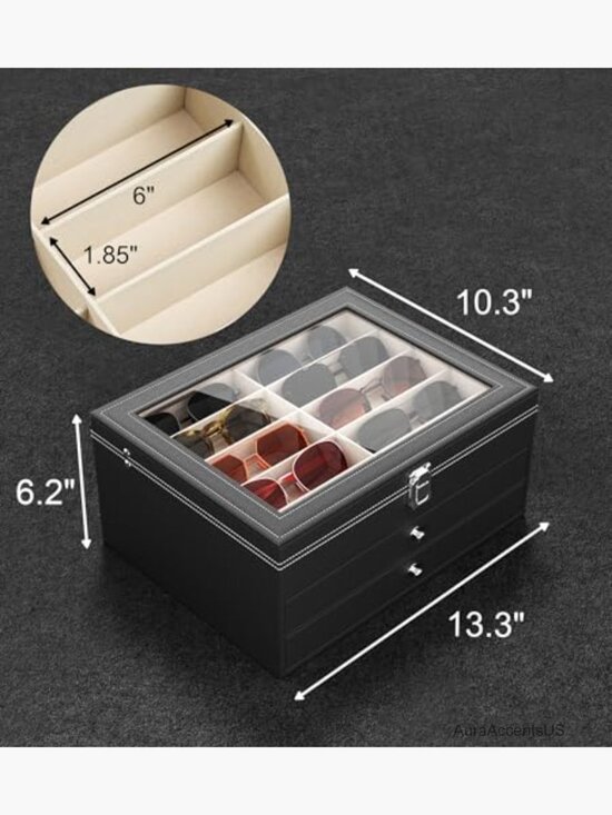 30 Slot Sunglass Organizer Clear Display Case Storage Box